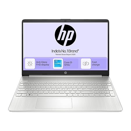  HP 15s, 12th Gen Intel Core i3-1215U, 8GB DDR4, 512GB SSD, (Win 11, Office 21, Silver, 1.69kg) Anti-glare, Micro-edge, 15.6-inch(39.6cm) FHD laptop, Intel UHD Graphics, HD camera, Backlit KB, fq5327tu